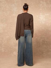 Lumalex Women's Turtleneck Cinched Waist Fitted Long Sleeve Sweater - Coffee Brown - View 7