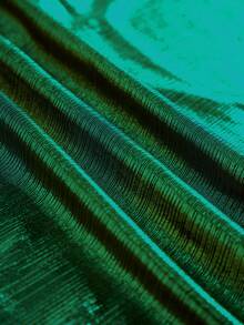 Olithes Women's Fashionable Pleated Cropped Fitted Tank Top, Summer Green Shimmer Top Green Top Women Green Tops Emerald Green Top Bow Shoulder Top - Green - View 6