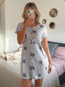 DAZY 卡通图案印花舒适针织女式睡衣 - 白色 - 查看 4