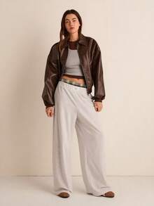 Muchica Women's Leisure Patch Detail Wide-Legged Cropped Pants Graduation,Back To School Outfits,Graduation,Teacher Outfits For Women,Back To School