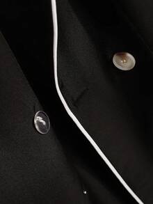 Franclia Women's Elegant Contrast Trim Button Front Sleeveless Blazer And Pants Suit - Black - View 8