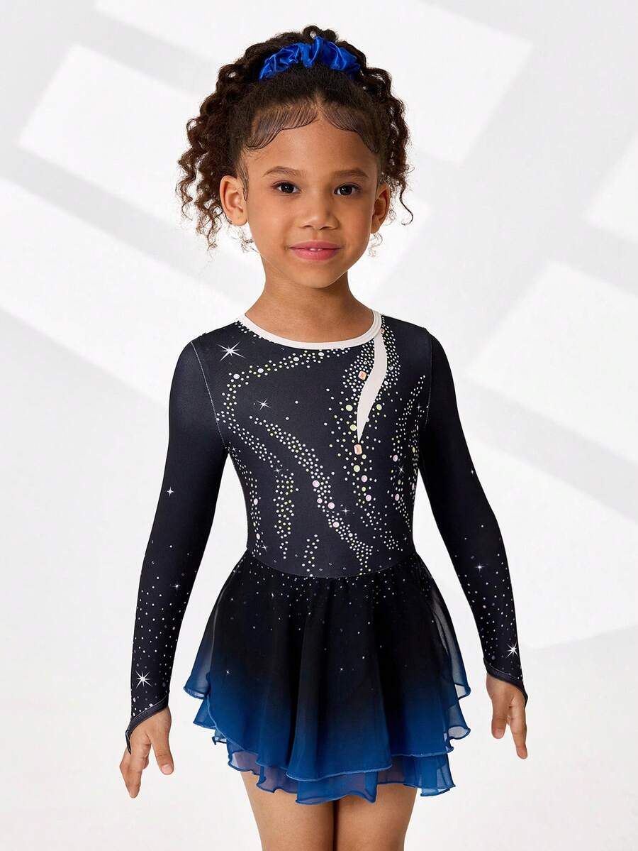 Fashionable Ice Skating Outfit, Elegant Shiny Jumpsuit For Training - Multicolor - View 1