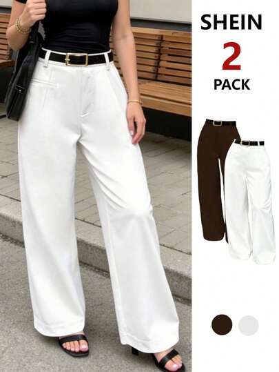 INAWLY Plus Size Casual Comfortable 2 Pieces Suit Set: Elastic Waist Pants