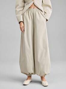 Ontre 2026 Spring/Summer New Arrival, Versatile For All Seasons, Vintage Elegant Business Casual Outfit, Basic Apparel, Nashville Clothing, Easter & Christmas Attire, Women's Casual Solid Color Tie Front Camisole For Urban Commute, Business Casual, Wedding Guest Suit Jacket And Wide Leg Pants Set - Light Grey - View 6