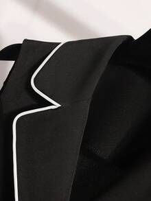 Franclia Women's Elegant Contrast Trim Button Front Sleeveless Blazer And Pants Suit - Black - View 3