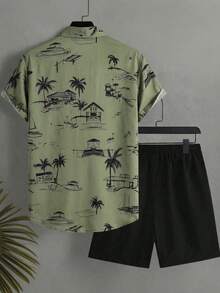 Manfinity RSRT Bộ áo sơ mi ngắn tay và quần short in hình nhà nghỉ hè dành cho nam. - Nhiều màu - Xem 3
