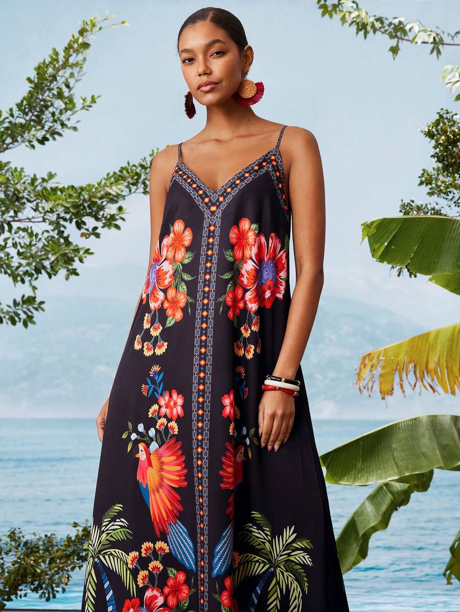 Travachic Vacation Printed Sleeveless Dress For Women