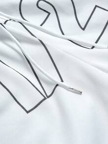 PAVTROS Ensemble sweat-shirt noir à imprimé lettres et pantalon blanc à cordon de serrage pour hommes - Multicolore - Voir 7