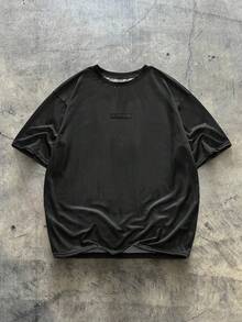 AXEPEAK Men's Casual Fashion Street Jesus Letter Print Short Sleeve T-Shirt, Summer - Black - View 2