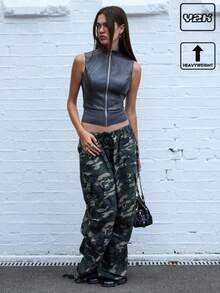 COUREZ Faux Leather Zip Up Vest /Y2K  Women Clothes  Clothes Cute Tops Going Out Top Spring Jacket Elegant - Black - View 1