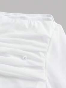 Teen Girl's Fashion Casual Studded Shoulder Long Sleeve Top - White - View 3