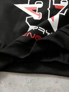 ROMWE MEN 男士拼接撞色印花套头卫衣，宽松版型 - 彩色 - 查看 4