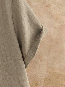 HIMLAND Áo sơ mi nam tay ngắn, màu trơn, kiểu dáng thường ngày, cài cúc. - Nhiều màu - Xem 7