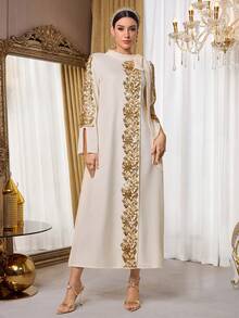 Al Najma 优雅白色高端晚礼服，阿拉伯风格女装 - 白色 - 查看 4