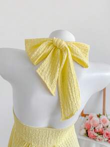 Comfortcana 加大码黑色扭结露背吊带休闲背心 - 黃色 - 查看 3