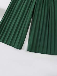 SHEIN Elladie kids 两件套少女优雅红色无袖西装背心和阔腿裤套装，正式通勤装，时尚别致 - 綠色 - 查看 6