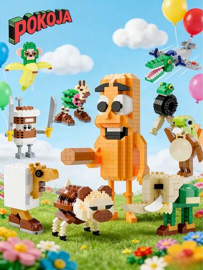 POKOJA LAND POKOJA LAND Italian Brainrot Toy Building Blocks For Adults,Tralalero Tralala Shark Action Figures,Weird Stuff Collectible,Creative Toys And Games,Tung Tung Tung Sahur Anime Gift Set Spring To Summer