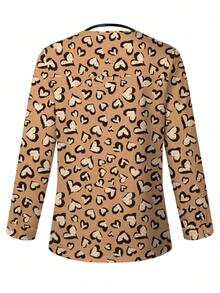 PopScrub 女士休闲爱心印花开衫外套，适合搭配护士服，春夏款