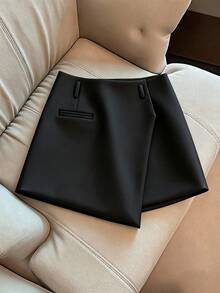 SHEIN Clasi 大码女式短裙，优雅休闲通勤百搭性感迷你短裤，黑色 - 黑色 - 查看 4