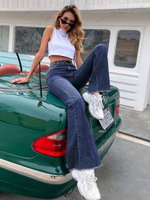 EMERY ROSE 女士纯色休闲牛仔裤 - 深色水洗藍 - 查看 6