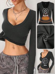 Coolane Damen Winter Streetwear Vintage Grundausstattung Warm-/Kaltwetter/Thermisch bequeme Langarm-Shirts in Weiß, Schwarz, Braun, 3-teiliges Set - Schwarz - Übersicht 5