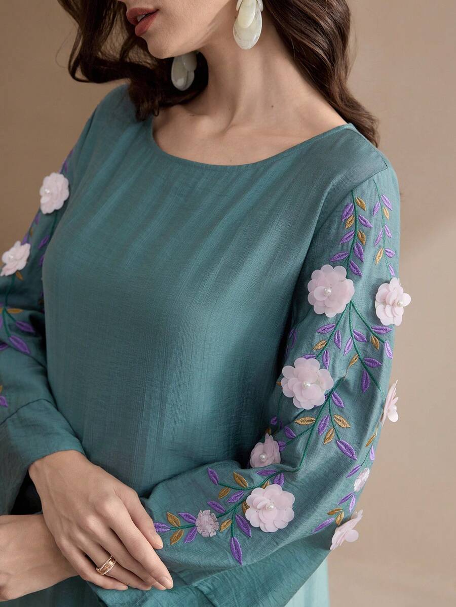 Al Najma New Elegant Embroidered Loose Casual Everyday Vacation Dress Shirt