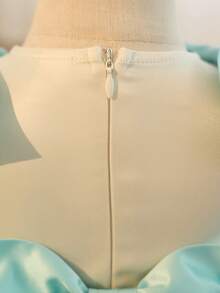 SHEIN Babygirl Elegant & Cute Colorblock Bow Floral Print Dress - Green - View 6