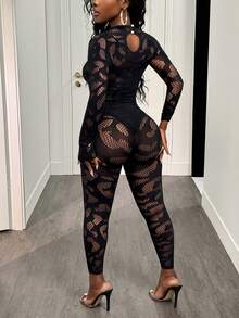 BamGleam Women's Sexy Hollow Out Mesh See-Through Bodysuit