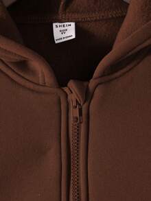 Vacaura Tween Boy Casual Solid Color Sweatshirt, Autumn/Winter - Coffee Brown - View 4