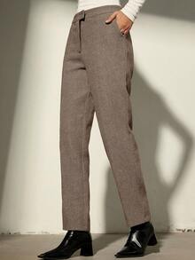 Aveloria Modichic Straight Leg Low Waist Casual Straight Trousers - Khaki - View 3