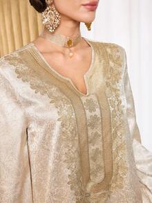 Al Najma 女士土耳其长款连衣裙和阿拉伯传统长袍 - 杏色 - 查看 7