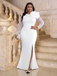 Fleurora Váy dạ hội trang trọng cỡ lớn (được đính nhiều họa tiết) - trắng - Xem 4