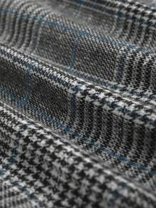 SHEIN Tall CURVE 大码女式休闲保暖格子A字开衩半身裙，秋冬款 - 綠色 - 查看 5