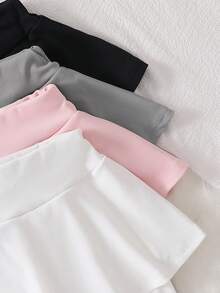 Young Girl 4pcs Leggings With Attached Flared Skirt Pastel Versatile , Matching Warmth Year Round Holiday Essential 2026 - Multicolor - View 4