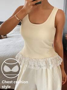 DAZY Ruffled Hem Padded Camisole Top For Women