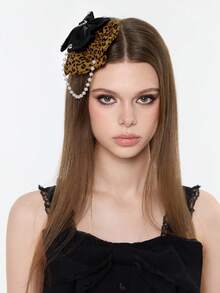 ROMWE Goth 1个Y2K时尚豹纹浪漫爱心极简发夹，适合大学、音乐节、约会等场合。 - 棕色 - 查看 2