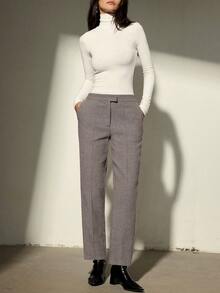 Aveloria Modichic Women's Casual Herringbone Tapered Pants, Suitable For Commuting In Autumn - Grey - View 4