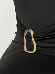 Women's Metal Decor Creative Design Dress, Spring/Summer - Black - View 4