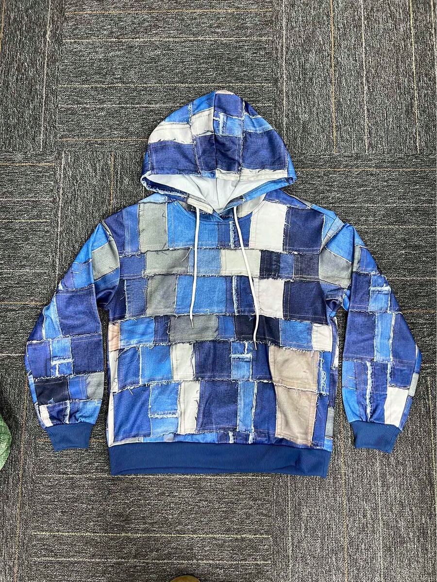 Rovax Women's All-Over Print Pullover Long Sleeve Casual Sweatshirt - Blue - View 1