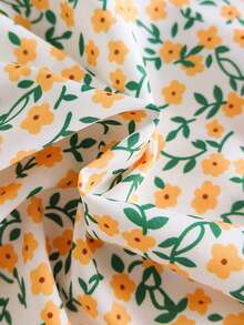 SHEIN Vintaside Kids 女童夏季无袖数码印花吊带连衣裙，清新优雅的西式风格，适合日常穿着、户外旅行、度假和聚会。 - 黃色 - 查看 8