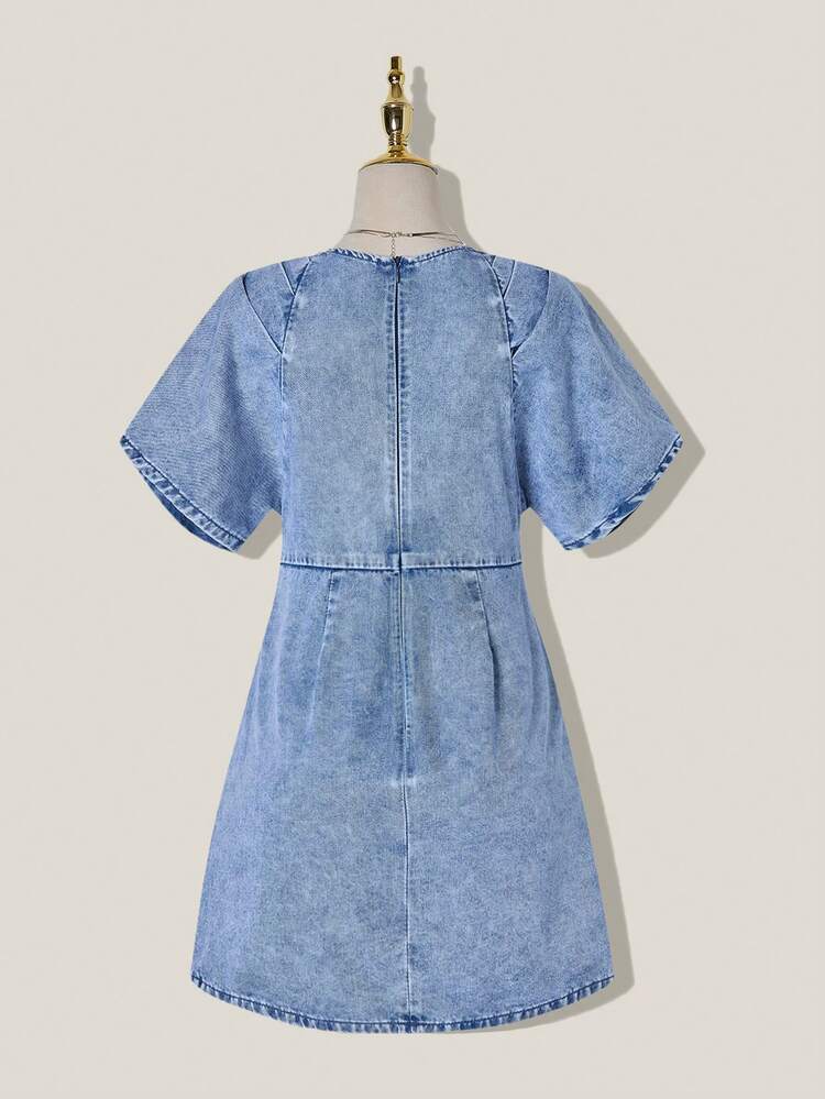 topshop acid wash denim dress Topshop Moto Full Zip Denim Dress Womens US 4 Blue Mini