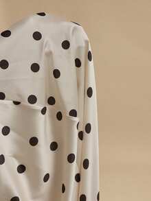 SHEIN BAE 纯色波点短袖方领蕾丝拼接露背修身连衣裙，切尔西波点连衣裙，优雅连衣裙，度假沙滩长裙，夏季连衣裙 - 黑與白 - 查看 6