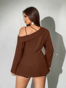 Viva Relle Sexy Niche Design Off-Shoulder Plus Size Red Suit For Christmas Party - Brown - View 4