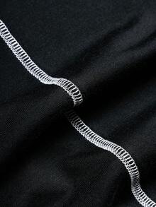 Aesthetic Post Men's Casual Daily Commute Fashion Street Letter Print Contrast Stitch Tank Top And Drawstring Waist Shorts Set, Summer - Black - View 8