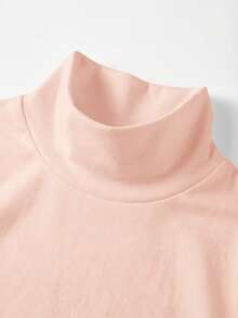 SHEIN BASICS Women's Casual Solid Color Knit Fitted Regular Collared Long Sleeve T-Shirt