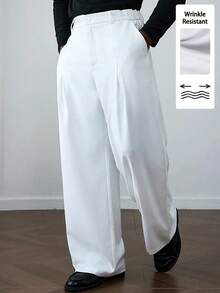 HUEFORM 男士白色直筒休闲褶裥口袋裤，百搭 - 白色 - 查看 1