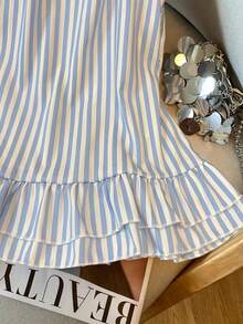 Franclia Women's Casual Sweet Bow Tie Sleeveless Blue And White Striped Dress Bow Neck Dress Sleeveless Dress Summer Dress - Blue - View 4