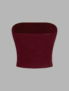 SHEIN EZwear 3pcs Women's Casual Sexy Burgundy Camisole Set, Basic Style Suitable For Spring/Summer Spring - Burgundy - View 4