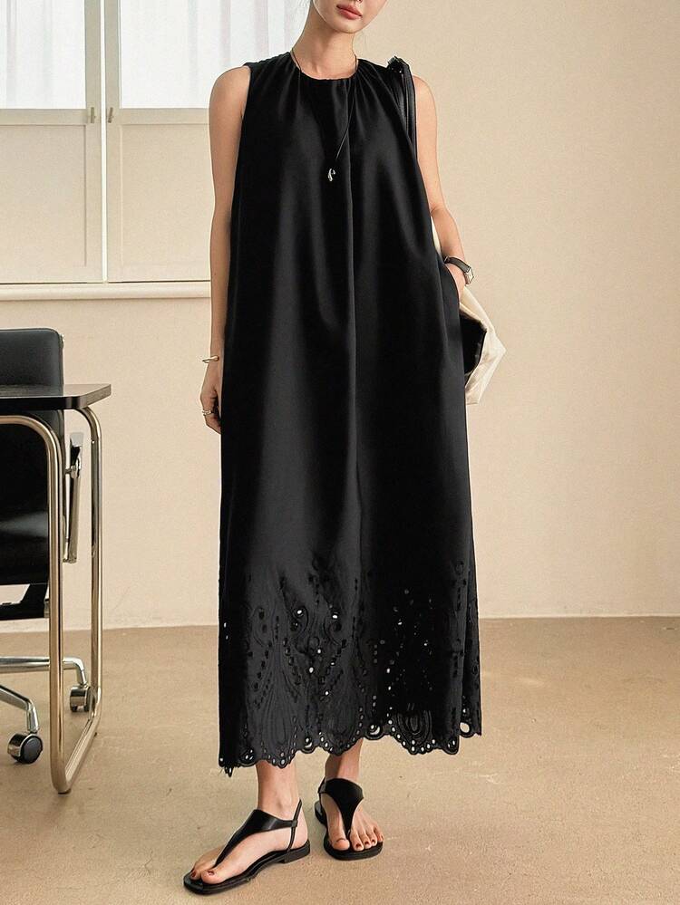 Women's Fashion Casual Scallop Hem Sleeveless Dress Sundress Summer