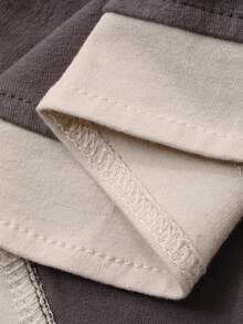 DAZY 极简撞色二合一宽松中长款女士睡裙 - 灰色 - 查看 9